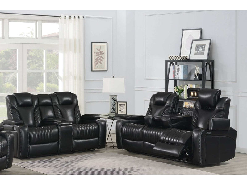 Bismark - Black - 2pc Power^2 Living Room Set w/ Power Headrest - Ornate Home