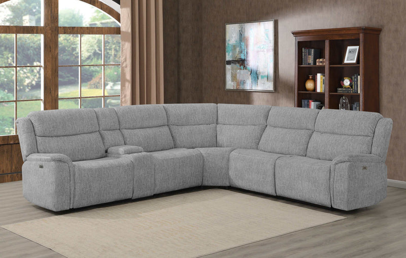 Wagner - Light Grey - 6pc Modular Power^2 Sectional - Ornate Home