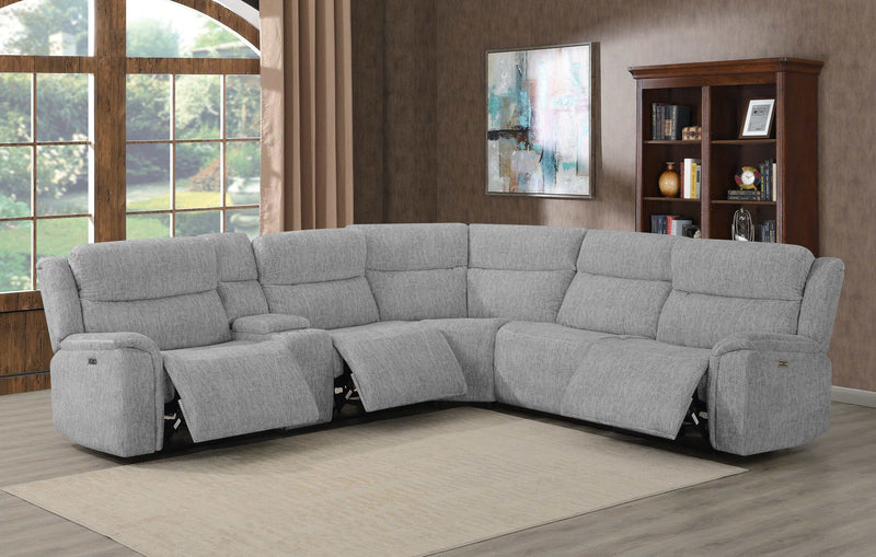 Wagner - Light Grey - 6pc Modular Power^2 Sectional - Ornate Home