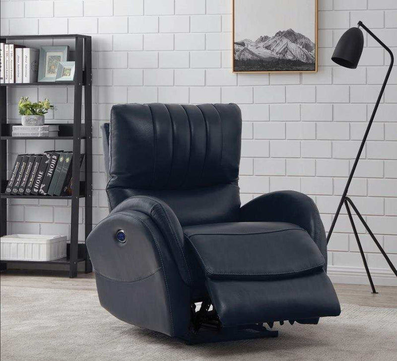 Muna - Blue -  Power^3 Recliner w/ Power Lumbar - Ornate Home