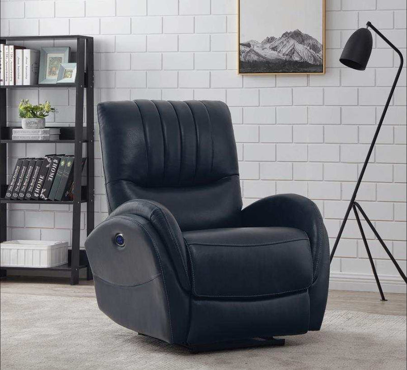 Muna - Blue -  Power^3 Recliner w/ Power Lumbar - Ornate Home