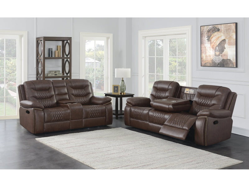 Flamenco - Brown - 2pc Motion Living Room Set - Ornate Home