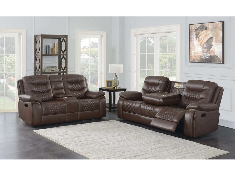 Flamenco - Brown - 2pc Power Living Room Set - Ornate Home