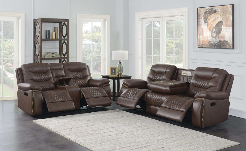 Flamenco - Brown - 2pc Motion Living Room Set - Ornate Home