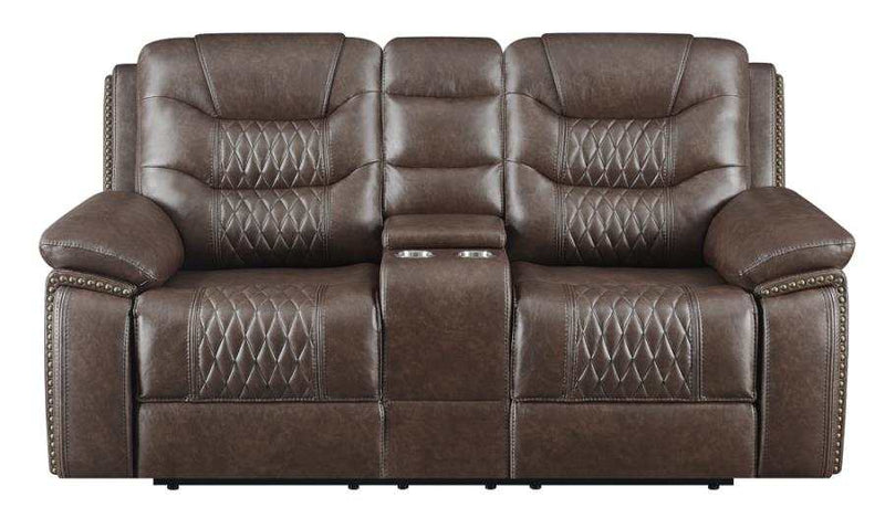 Flamenco - Brown - Motion Loveseat w/ Console - Ornate Home