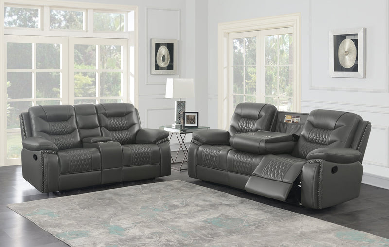 Flamenco - Charcoal - 2pc Motion Living Room Set - Ornate Home