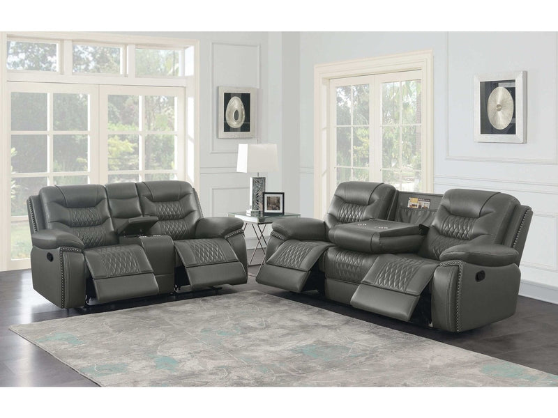 Flamenco - Charcoal - 2pc Motion Living Room Set - Ornate Home