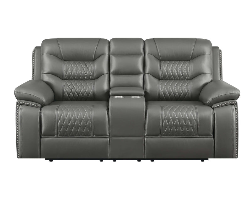 Flamenco - Charcoal - Motion Loveseat w/ Console - Ornate Home