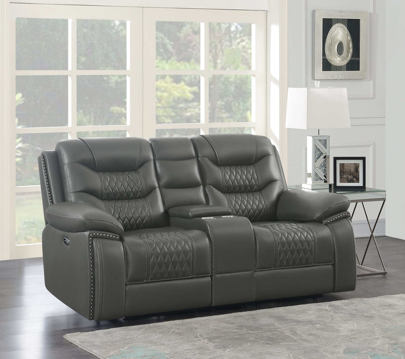 Flamenco - Charcoal - Power Loveseat w/ Console - Ornate Home