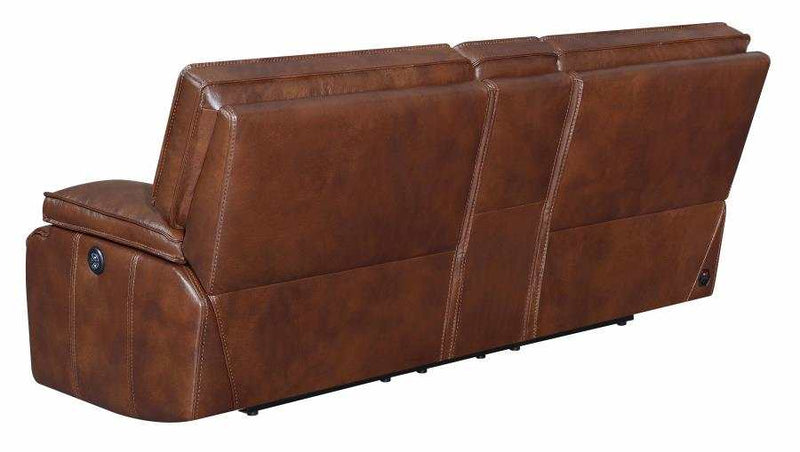 Southwick - Saddle Brown - Power Loveseat w/ Console - Ornate Home