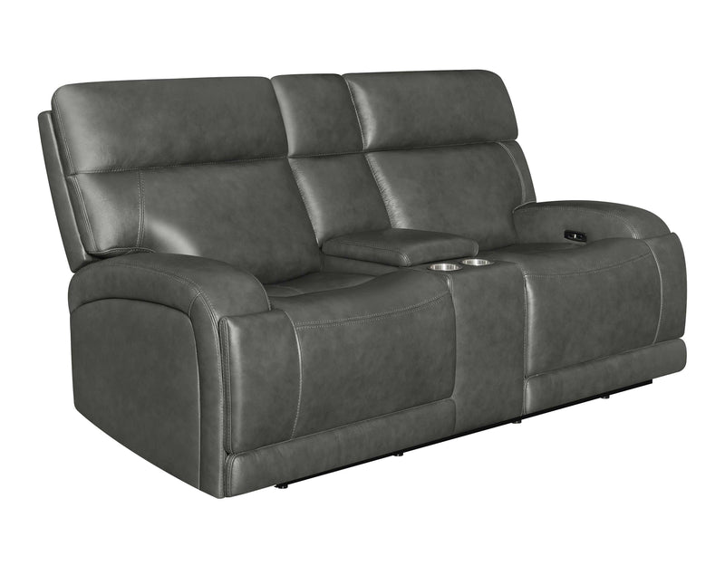 Longport - Charcoal - Power Loveseat w/ Console - Ornate Home