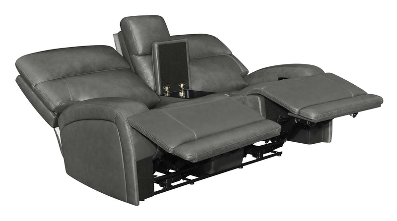 Longport - Charcoal - Power Loveseat w/ Console - Ornate Home