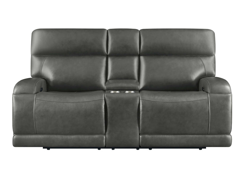 Longport - Charcoal - Power Loveseat w/ Console - Ornate Home