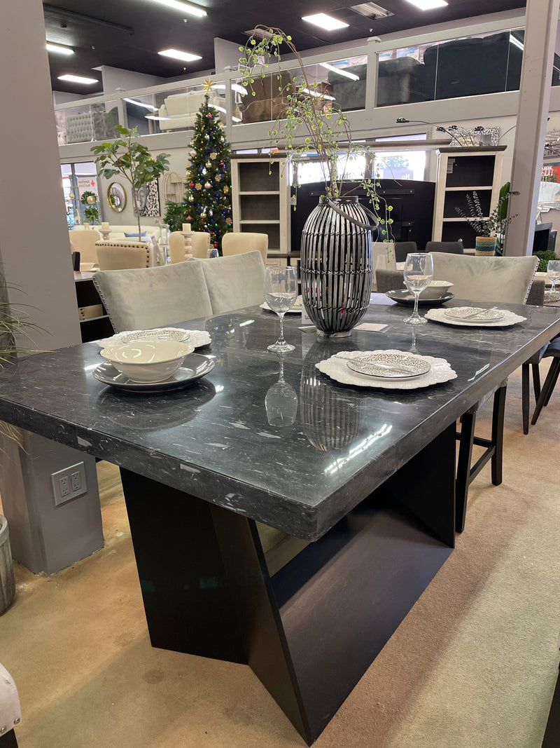 Opheim II Genuine Marble Top & Black Counter Height Table