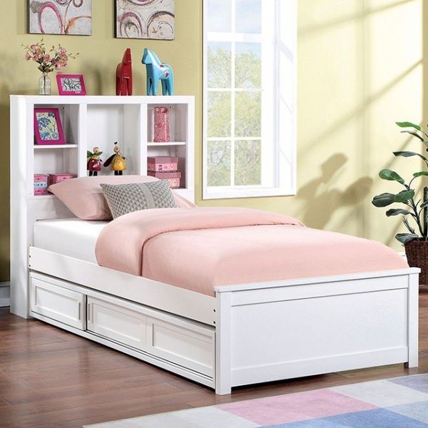 Marilla White Full Bed w/ Underbed Shelves