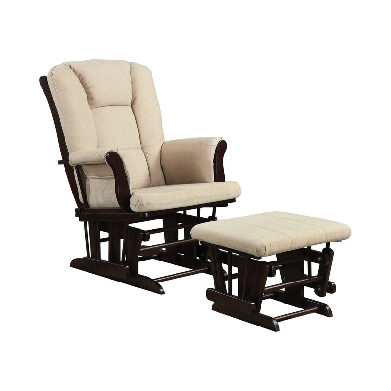 Lana - Beige & Espresso - Glider w/ Ottoman - Ornate Home