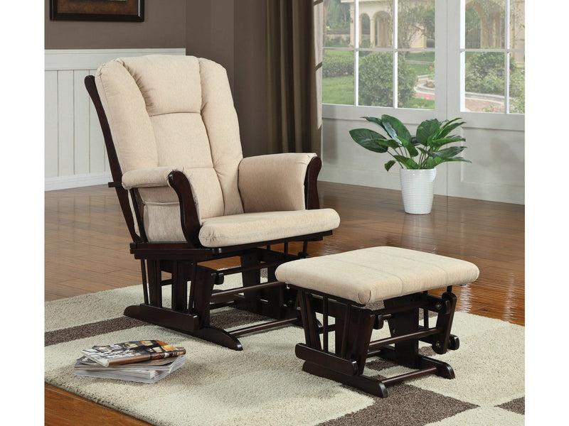 Lana - Beige & Espresso - Glider w/ Ottoman - Ornate Home