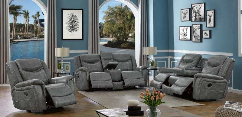 Conrad - Grey - 3pc Motion Living Room Set - Ornate Home