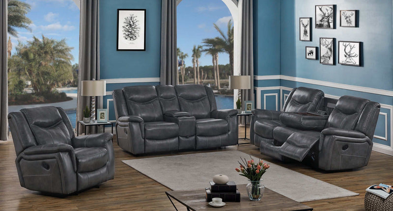 Conrad - Grey - 2pc Motion Sofa & Loveseat - Ornate Home