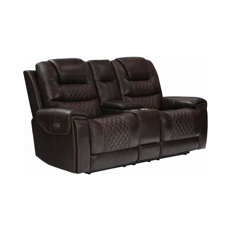 North - Dark Brown - Power^2 Loveseat w/ Console - Ornate Home