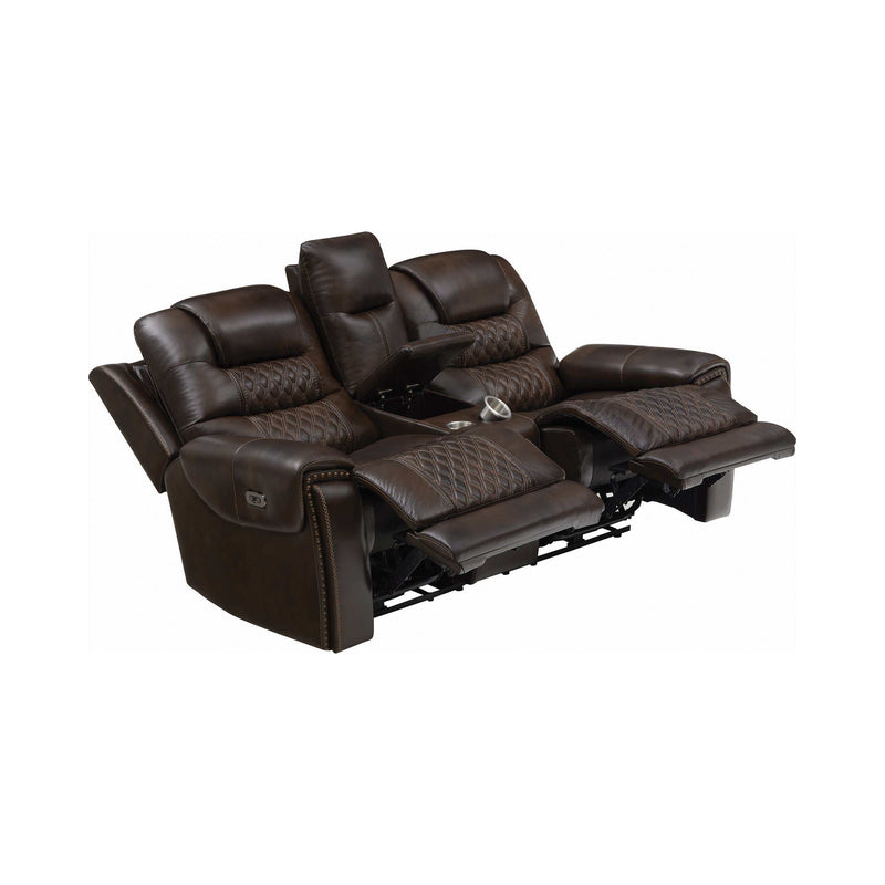 North - Dark Brown - Power^2 Loveseat w/ Console - Ornate Home