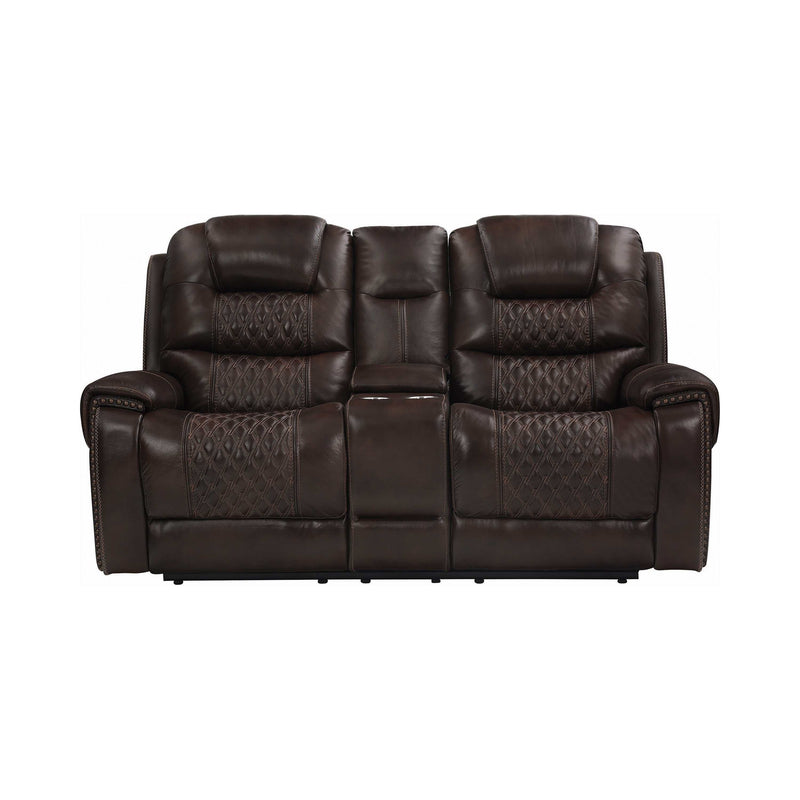 North - Dark Brown - Power^2 Loveseat w/ Console - Ornate Home