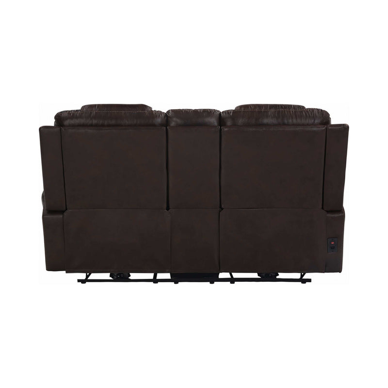 North - Dark Brown - Power^2 Loveseat w/ Console - Ornate Home