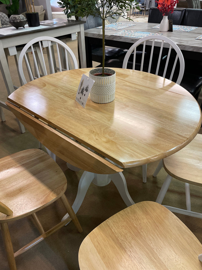 Windsor Natural Brown & White 5pc Drop Leaf Dining Set