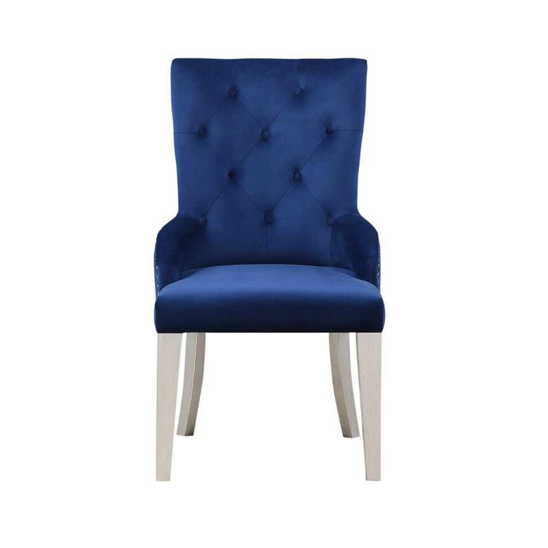 Varian - Blue Fabric & Antique Platinum - Side Chair (1Pc) - Ornate Home