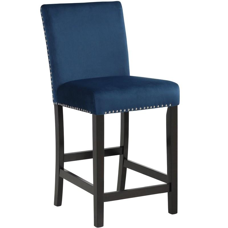 Lennon Royal Blue Velvet Counter Height Dining Chair (Set of 2)