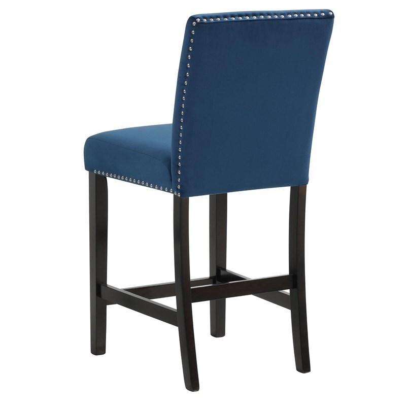 Lennon Royal Blue Velvet Counter Height Dining Chair (Set of 2)