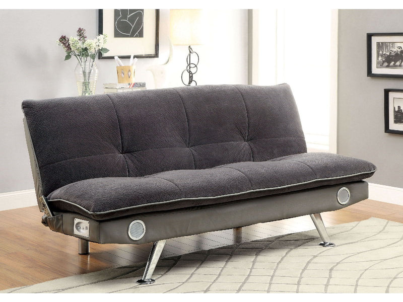 Gallagher Gray Futon Sofa w/ Bluetooth Speaker