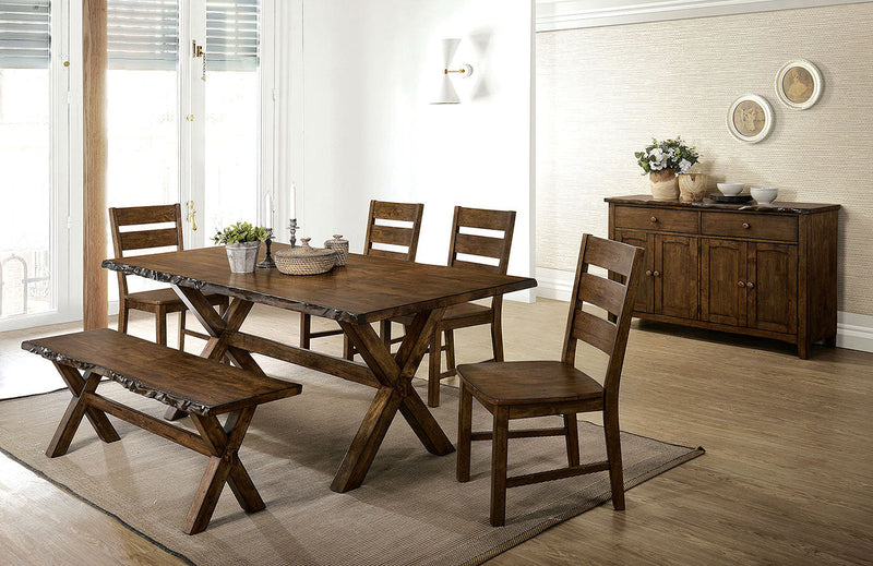 Woodworth Rustic Walnut 6pc Dining Room Set w/ Bench