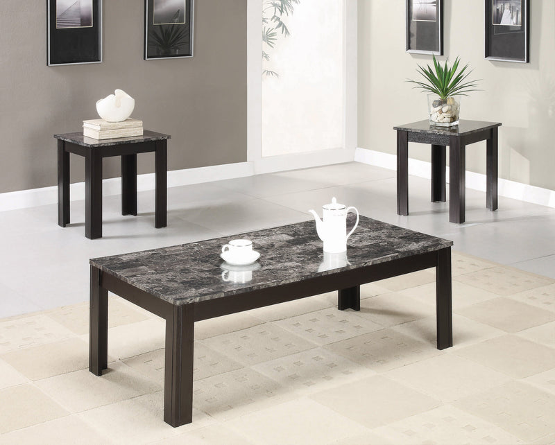 Lemar - Black - 3pc Faux-Marble Top Table Set - Ornate Home