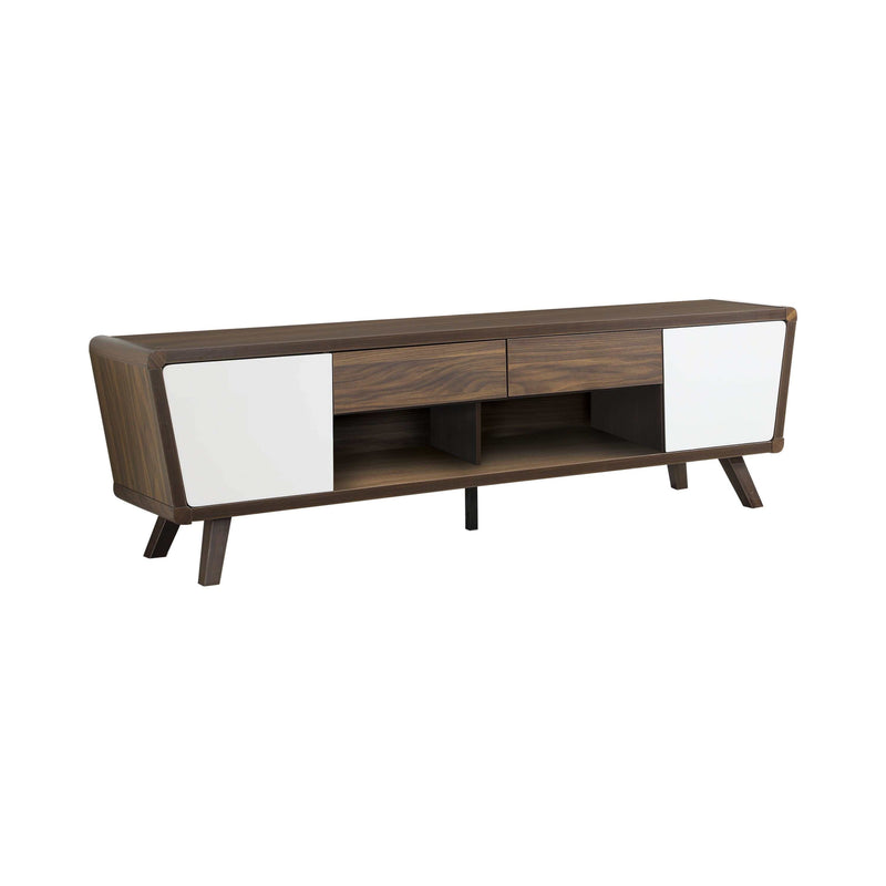 Terrell - Dark Walnut & Glossy White - TV Console - Ornate Home