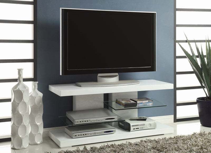 Cogswell Glossy White 2 Shelf TV Console