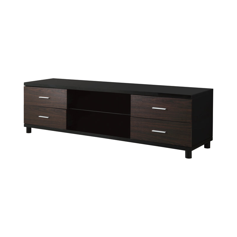 Keiran Glossy Black And Walnut TV Console