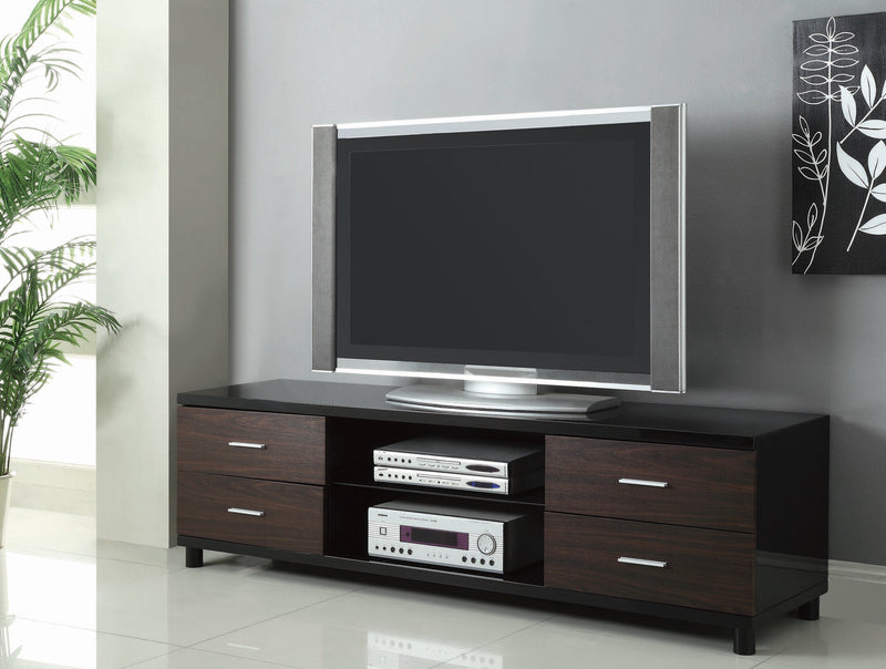 Keiran Glossy Black And Walnut TV Console