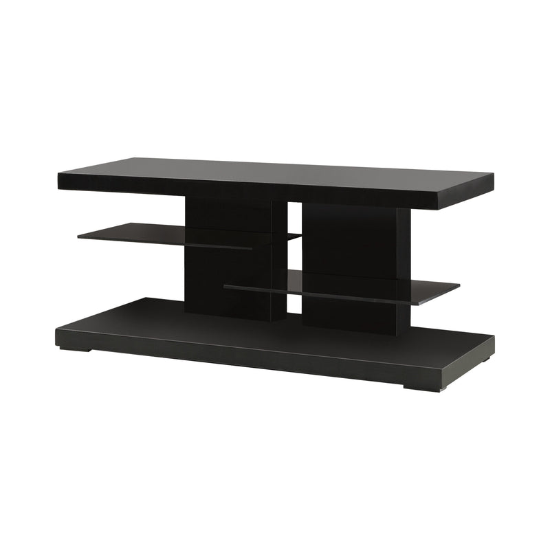 Janna Glossy Black 2 Shelf TV Console