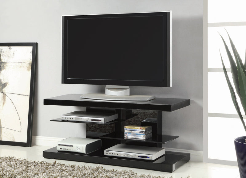 Janna Glossy Black 2 Shelf TV Console