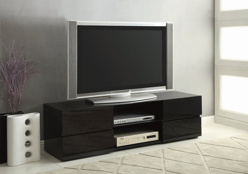 Lorcan Glossy Black 4 Drawer TV Console