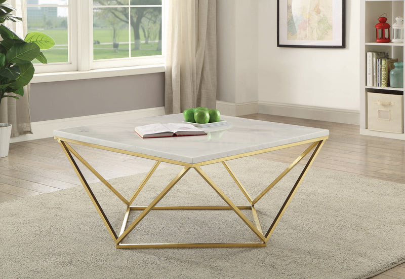 Casidy - White & Gold - Square Coffee Table - Ornate Home