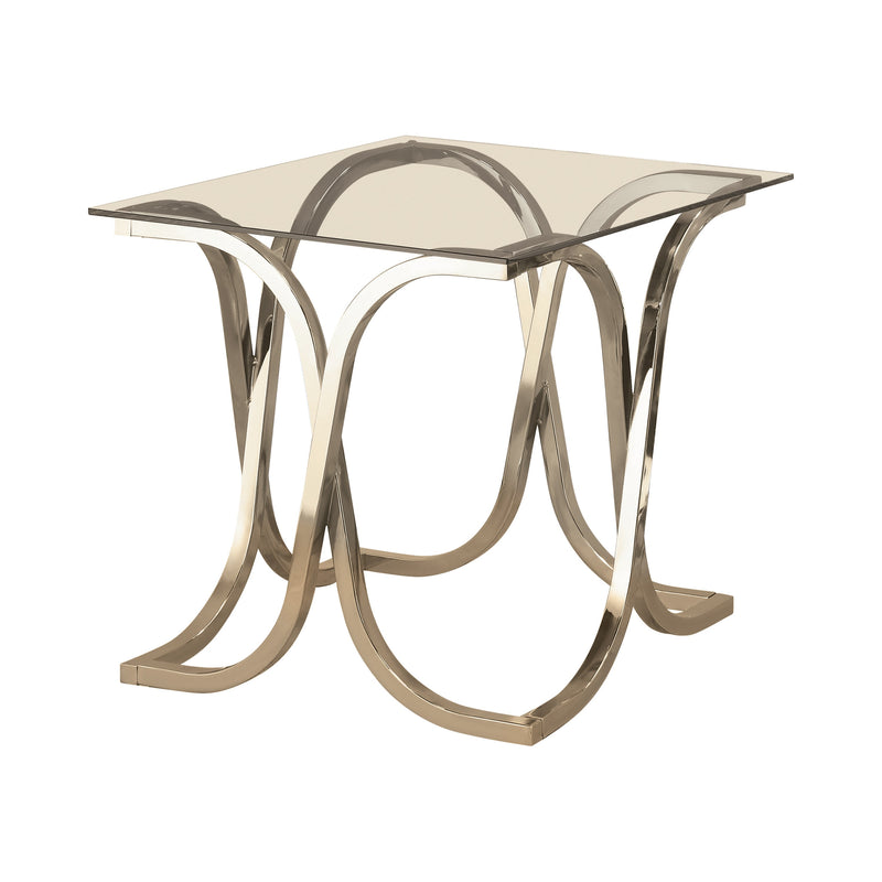 Tess Nickel And Clear Curved X Shaped End Table