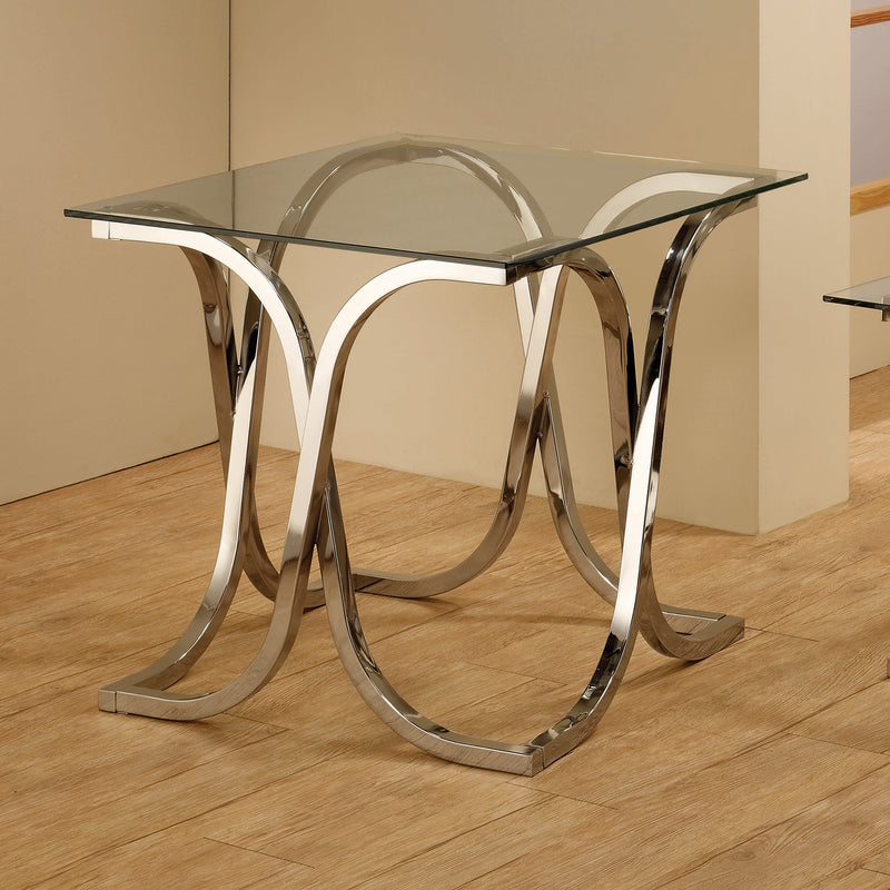 Tess Nickel And Clear Curved X Shaped End Table