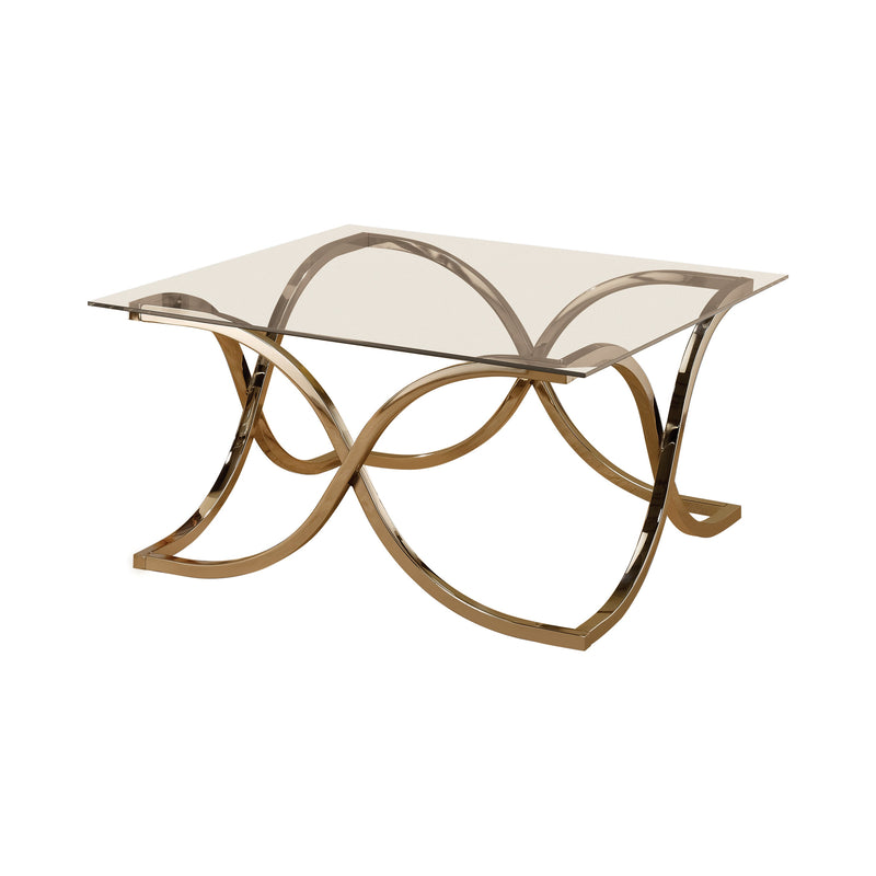 Tess Nickel & Clear Curved X Shaped Coffee Table