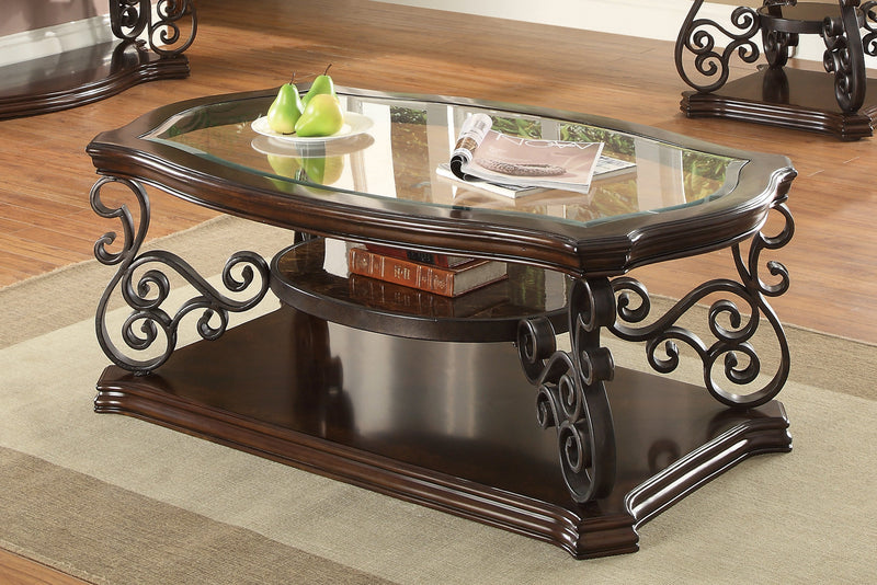 Sir Rawlinson - Deep Merlot & Clear - Coffee Table - Ornate Home