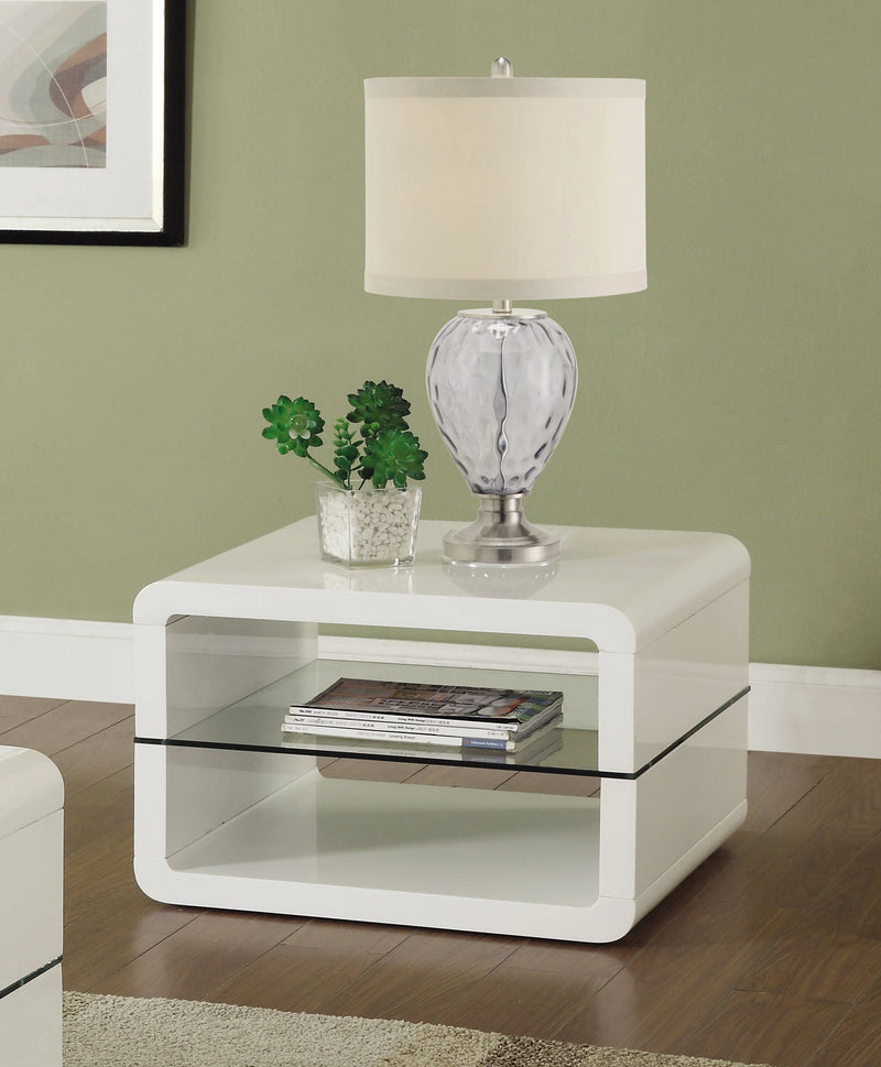 Darien - Glossy White - End Table - Ornate Home