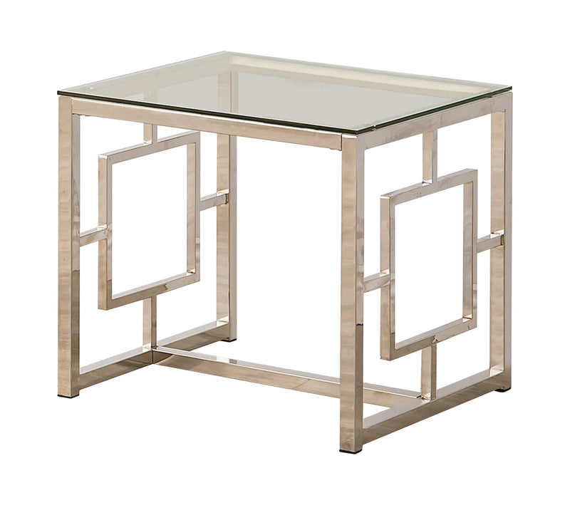 Fariha - Nickel - Glass Top End Table - Ornate Home