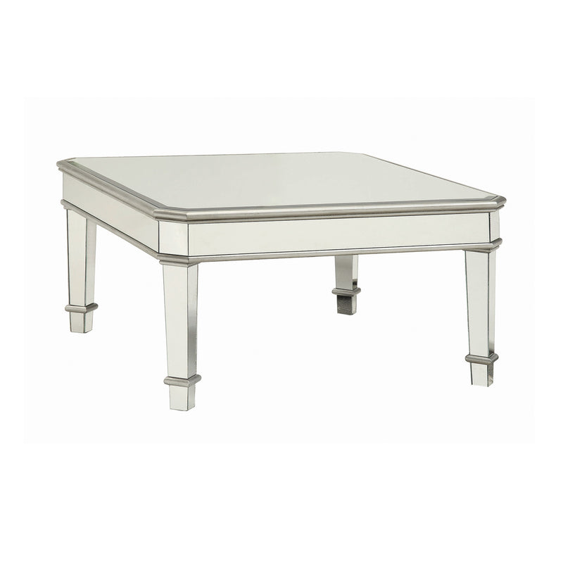 Cassandra Silver Square Beveled Top Coffee Table