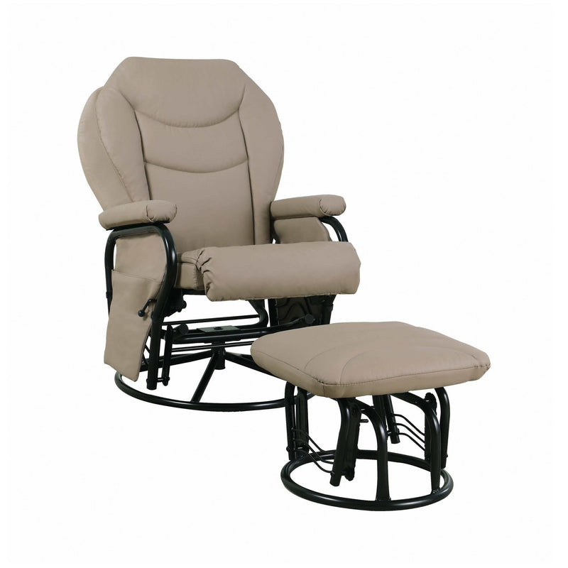 Lema - Beige & Black - Glider Recliner w/ Ottoman - Ornate Home